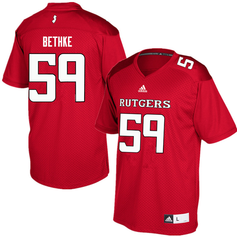 Men #59 Drew Bethke Rutgers Scarlet Knights College Football Jerseys Sale-Red